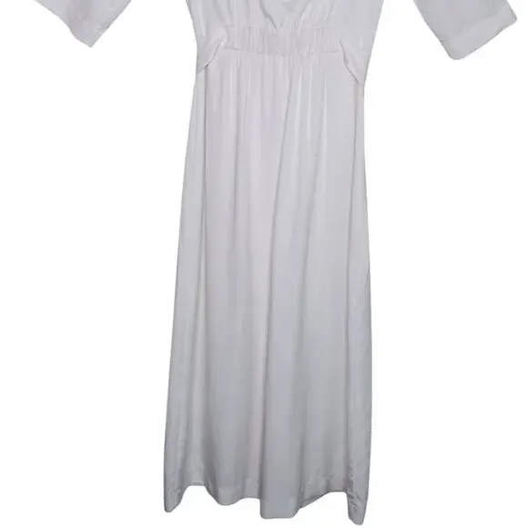 ZARA White Asymmetric Button Detail Midi Dress Tie Waist Linen Blend XS EUC - Picture 7 of 9